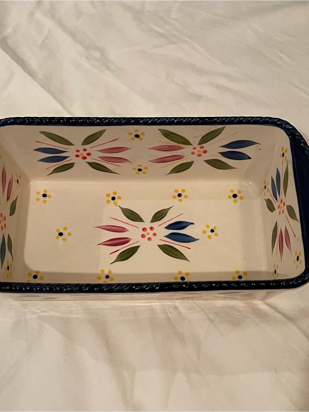 Temptations Ceramic Loaf Pan with Colorful Flowers